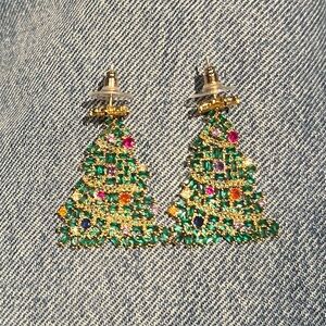 Festive Green Christmas Tree Earrings